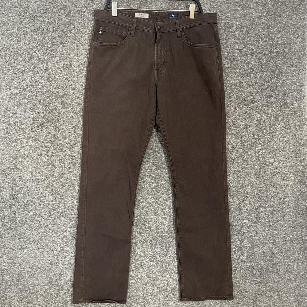 AG Adriano Goldschmied Graduate Jeans Mens 34x32 Brown Slim Straight Denim
